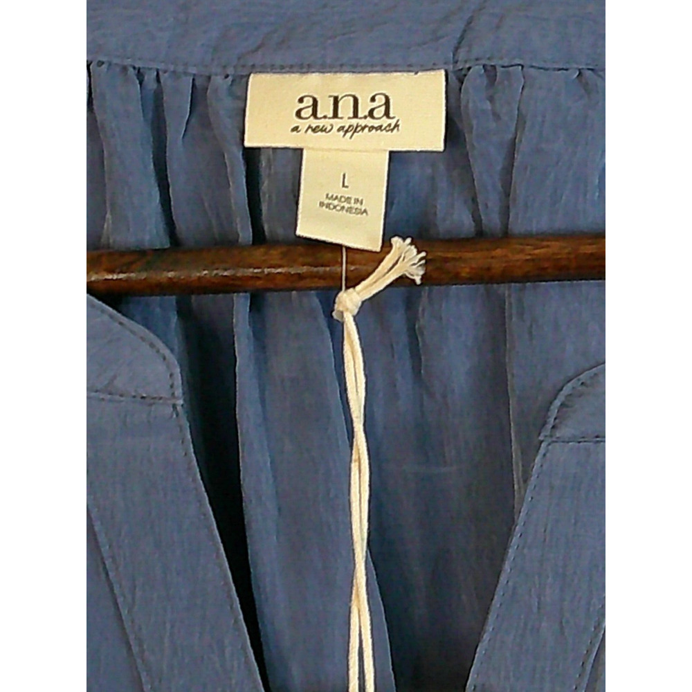 a.n.a. Blue Crinkled Polyester Long Sleeve Top Blouse-Large NWT/RTL $44 - Picture 9 of 11